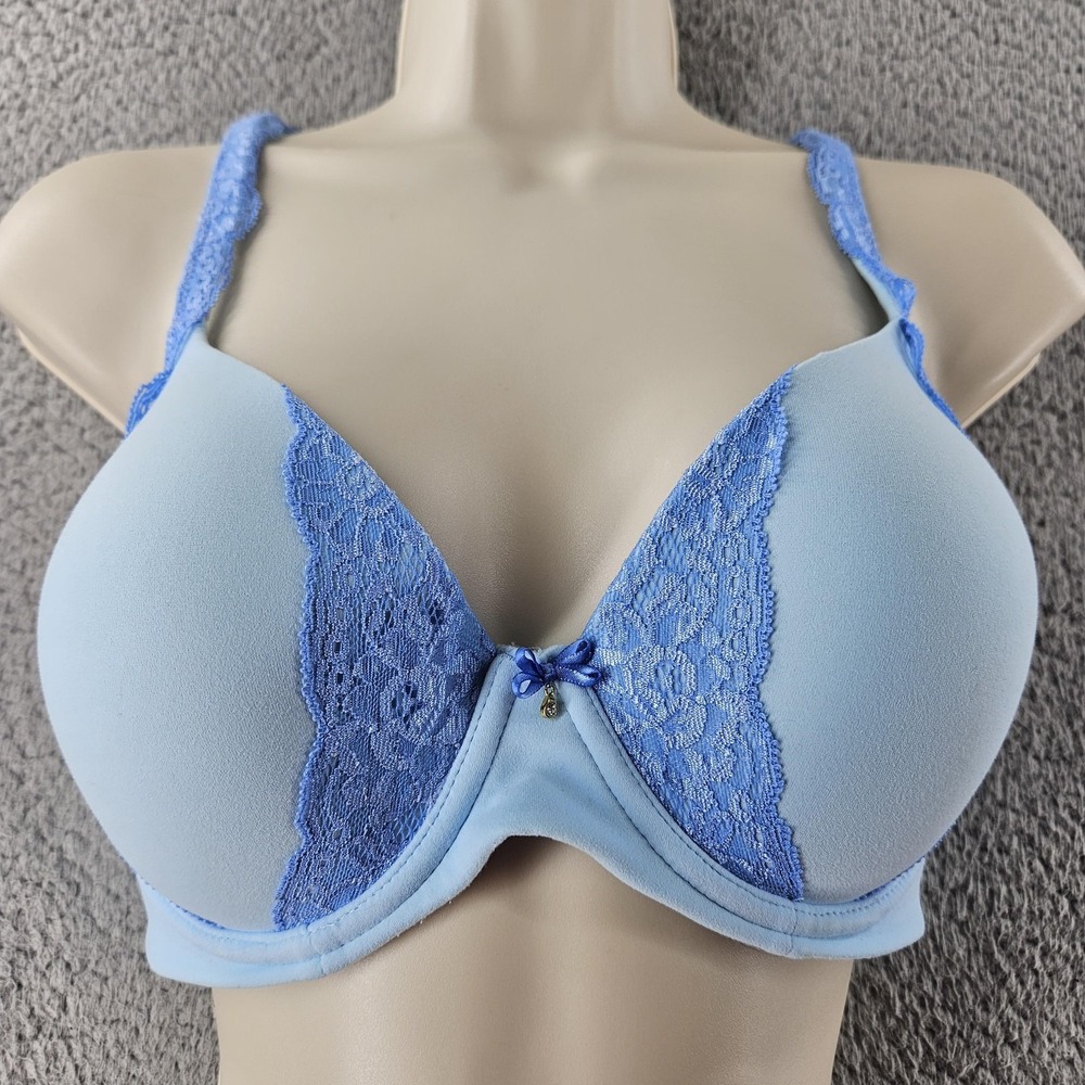 Soma Bra Womens 34D Light Blue‎ Embraceable Full Coverage Lace Trim Underwire